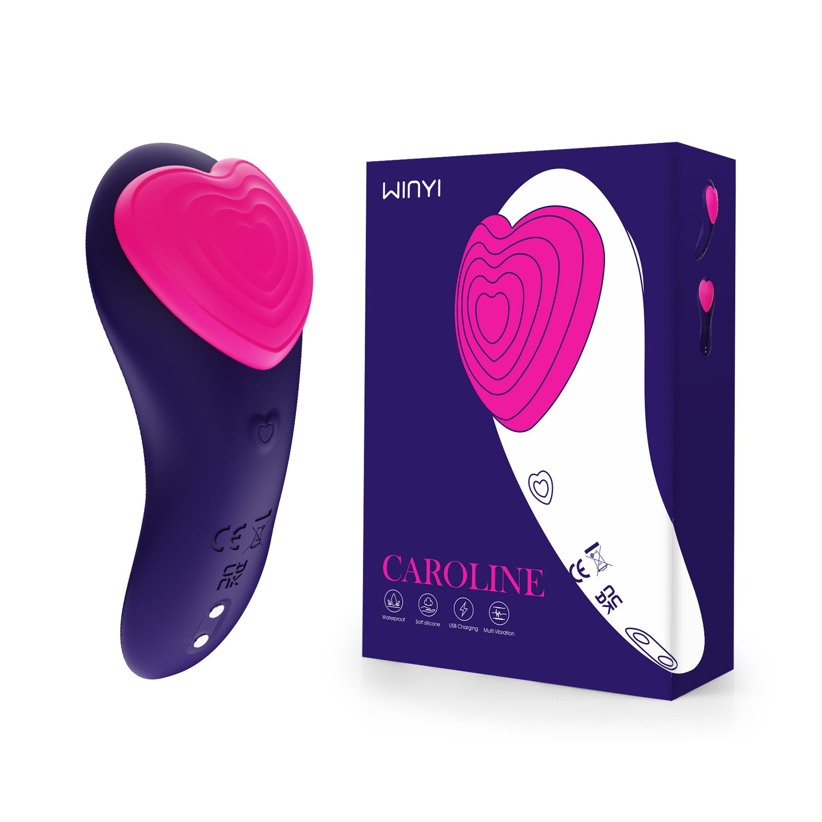 Caroline WY0630 wearable APP-controlled panty vibrator, two views