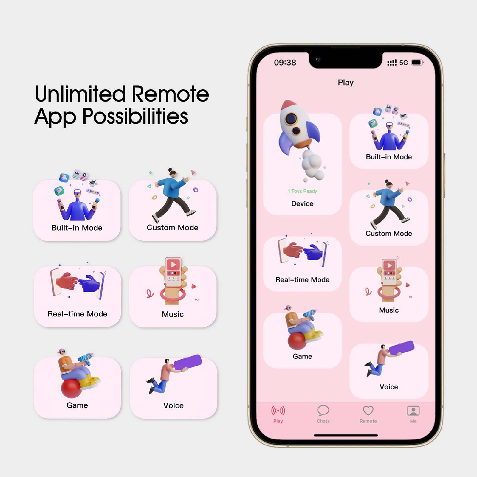 WINYI app main screen with all control modes
