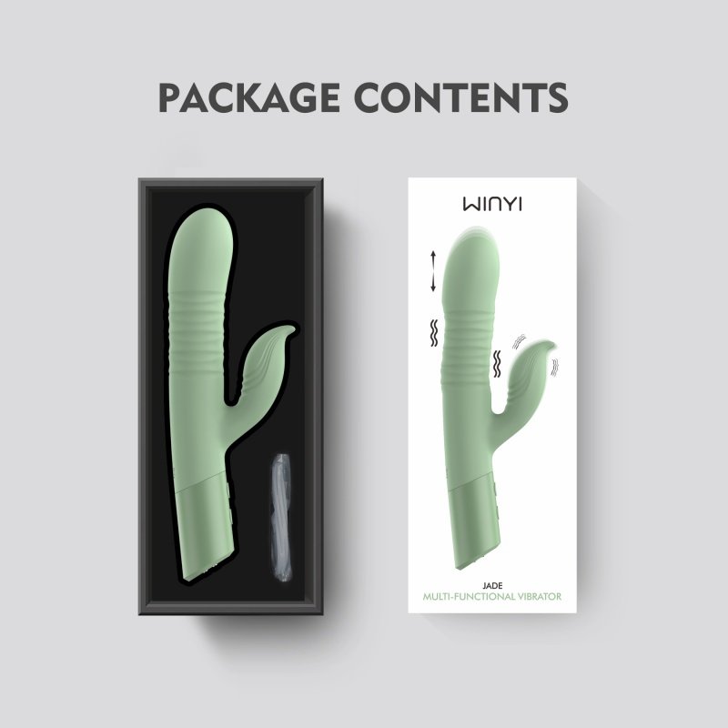 WINYI Swell Rabbit Vibrator with thrusting stimulator-WY0752 Jade-6