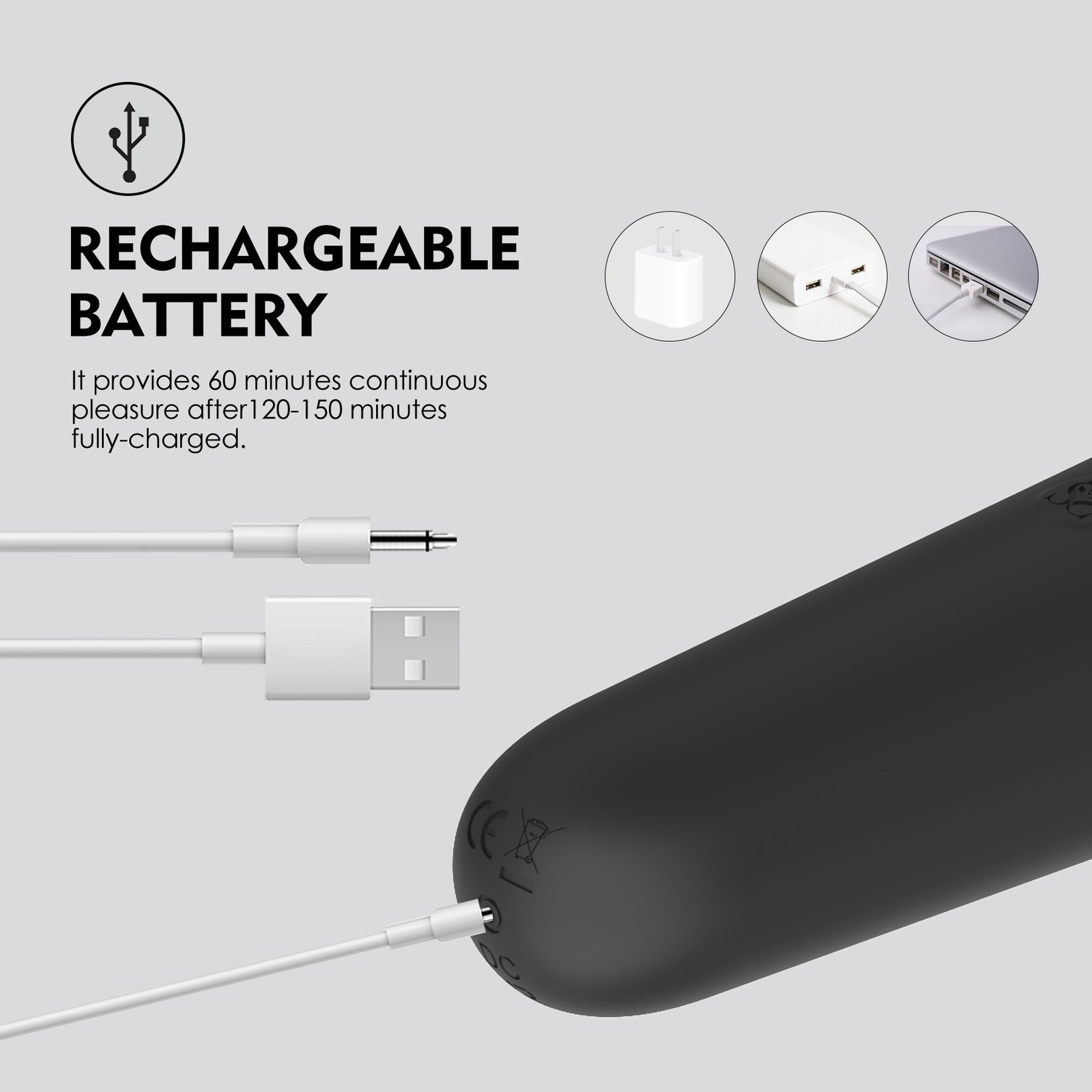 WY0627 custom rechargeable heart wand massager rechargeable battery USB charging wand massager