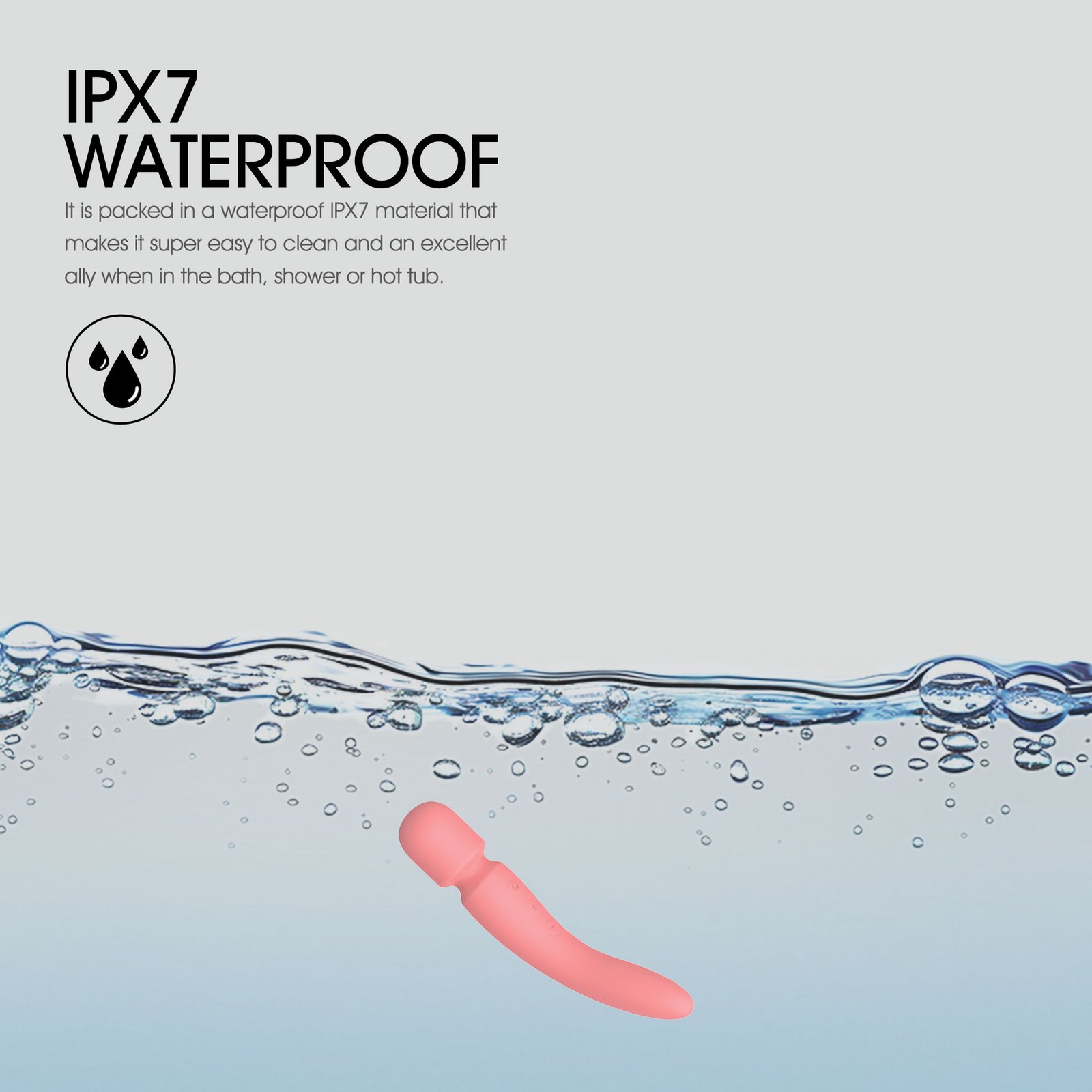 WY0634 IPX7 waterproof custom rechargeable L-shaped wand massager