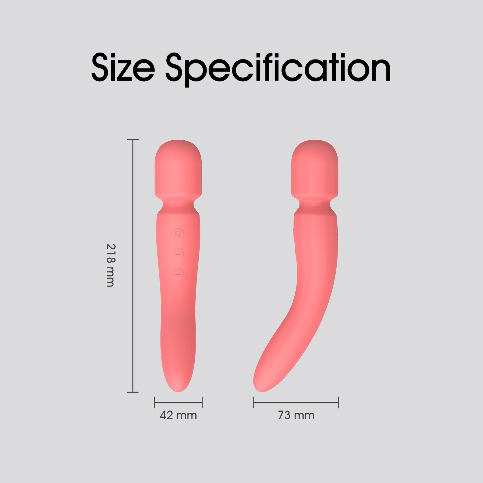 WY0634 custom rechargeable L-shaped wand massager size specification 218 mm