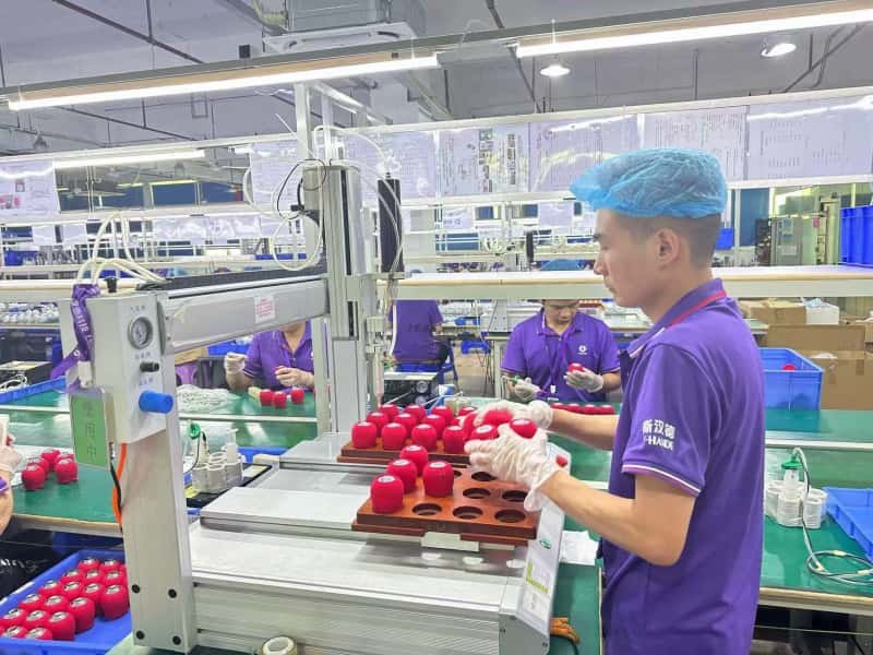 Adult toy assembly line with production quality checks