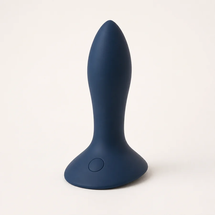 Anal Vibrator Safety-Base Product Design Navy anal vibrator with flared safety base for OEM structure review