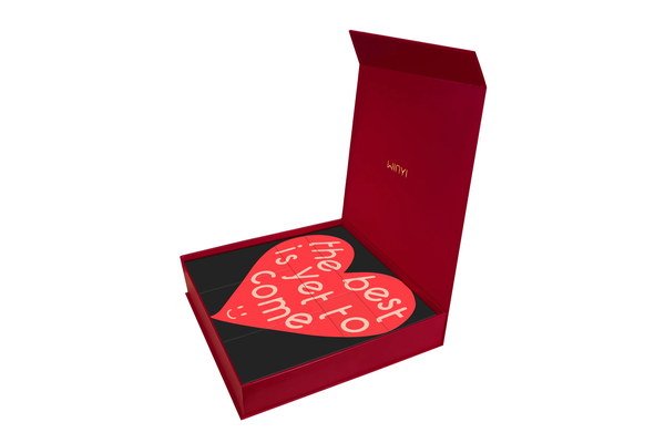 Open custom gift box showing interior packaging design