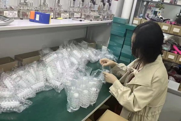 Finished adult product samples prepared for traceable packaging