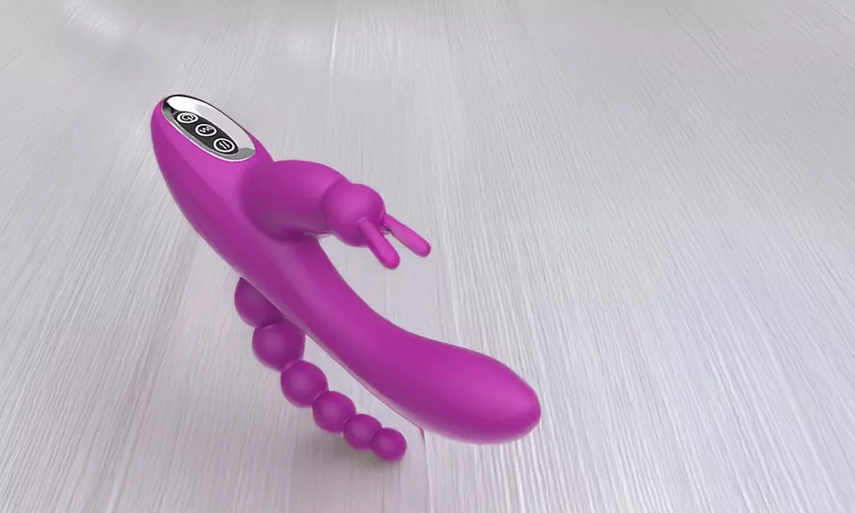 Rabbit Vibrator Dual-Motor Product Design Purple rabbit vibrator showing dual-motor product structure