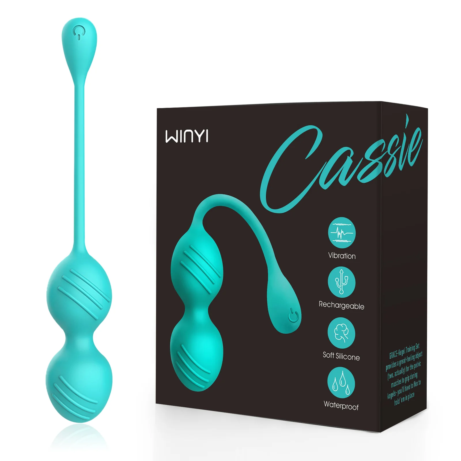 Soft silicone rechargeable Kegel ball set with packaging