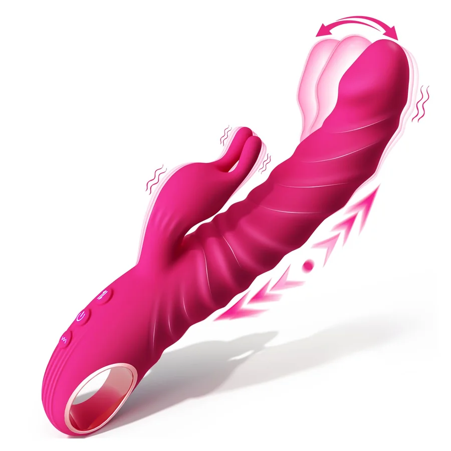 Thrusting Vibrator Stroke Motion Pink thrusting vibrator showing stroke and oscillation movement