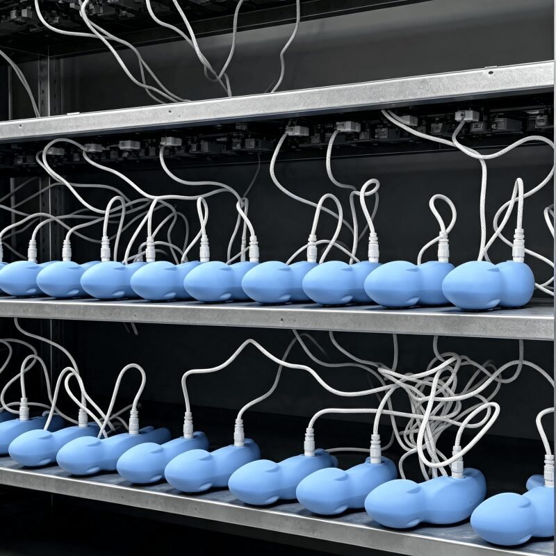 Vibrators undergoing charging and aging inspection