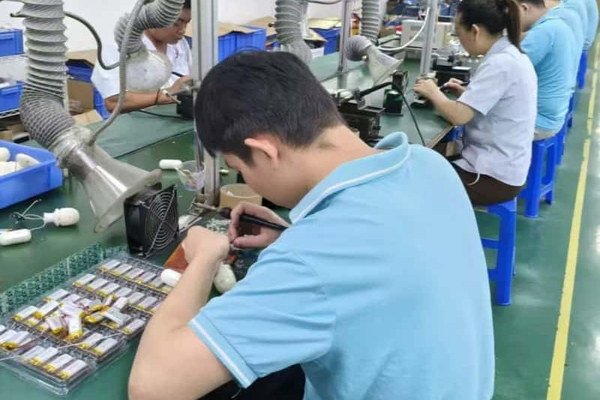 Vibrator electronics assembly before silicone or TPE housing installation