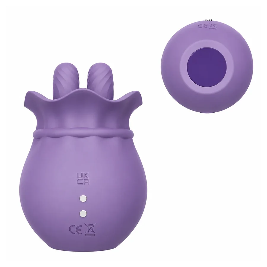 Purple Wallet-Shaped Tongue Vibrator Rear And Charging View Purple wallet-shaped tongue vibrator rear and charging view
