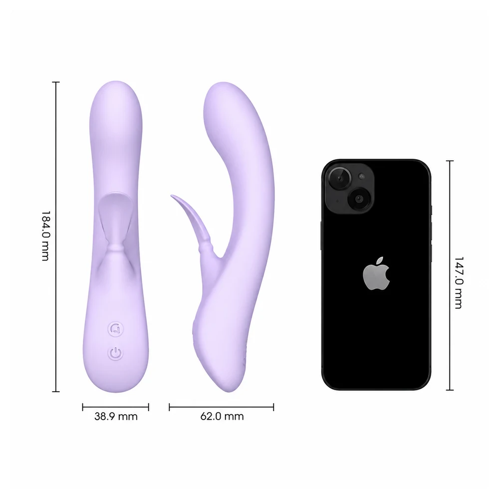 WINYI WY0654 dual vibrator dimensions compared with a smartphone