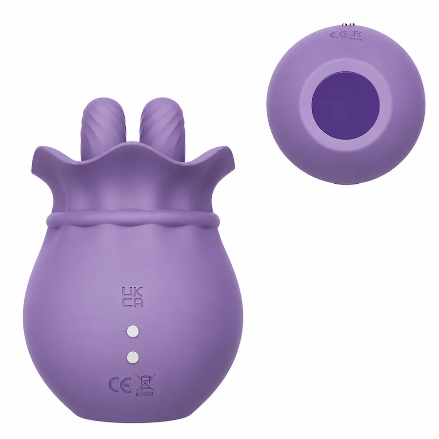 WY0666 Rear and Charging Contact View WY0666 rose tongue vibrator rear and magnetic charging contact view