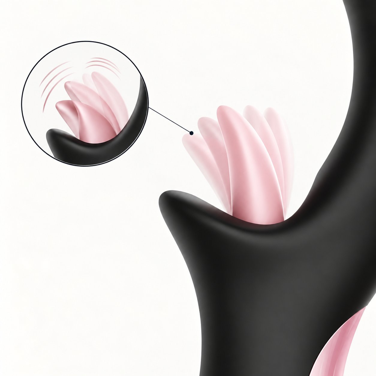 WY0663 Gemma rabbit vibrator — close-up of the silicone tongue-licking petals on the external arm