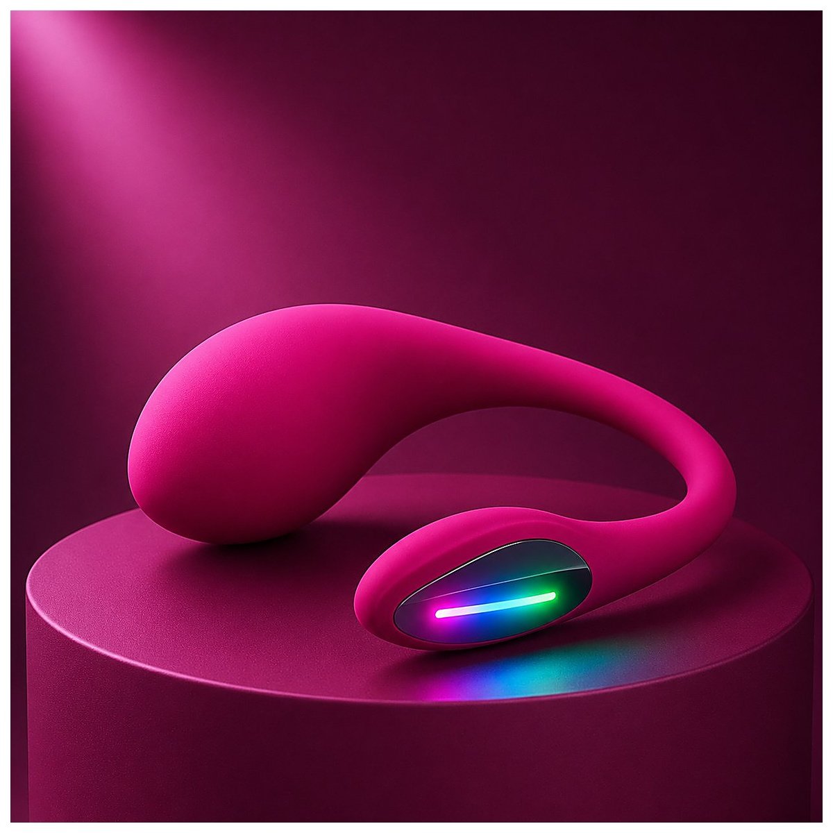 Wireless wearable rabbit-style vibrator with multi-color LED indicator light