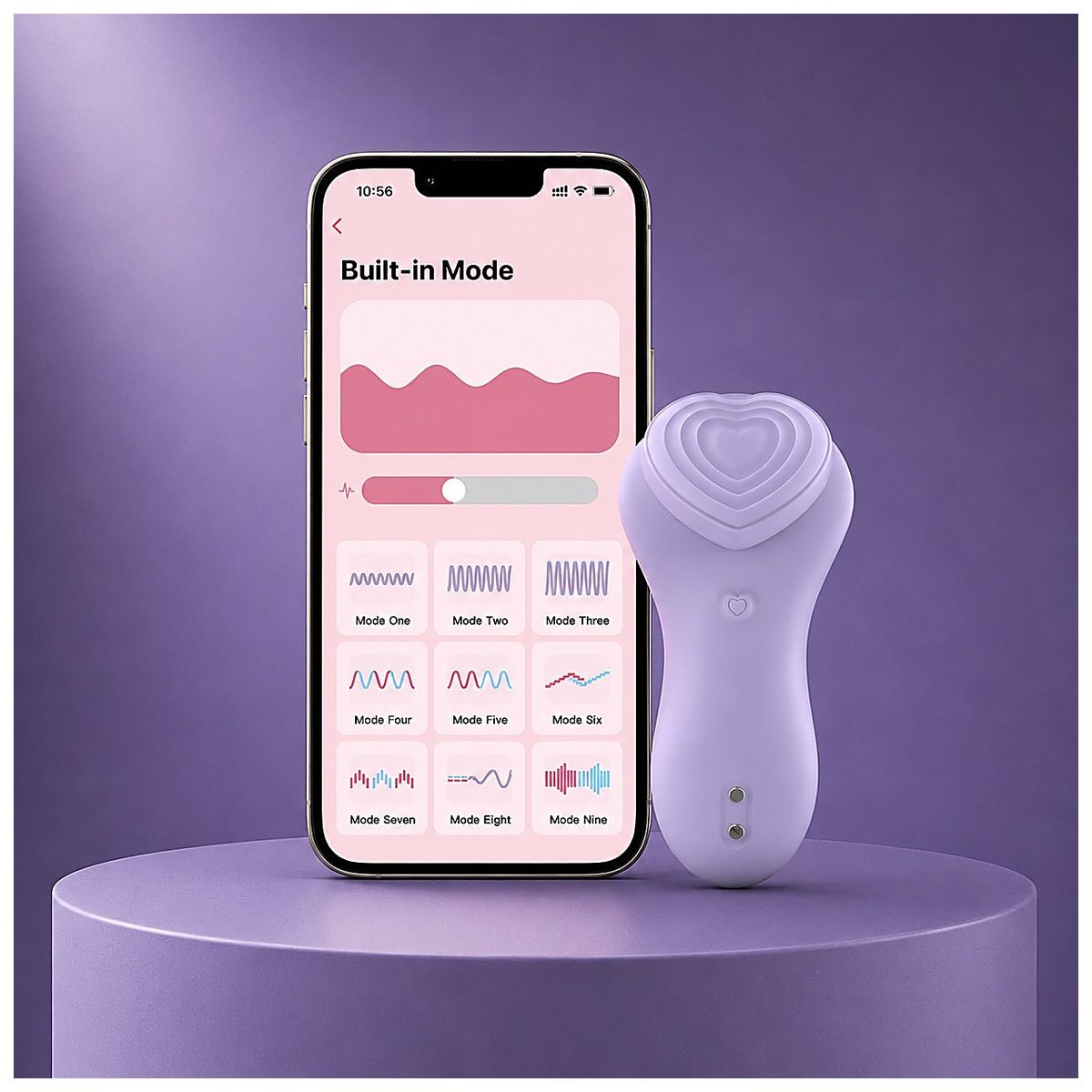 Julia wearable panty vibrator with smartphone app showing built-in vibration modes