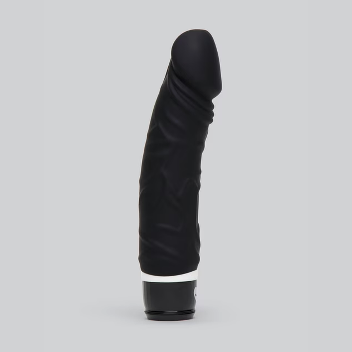 WY0541 Terry realistic black dildo vibrator — front view on neutral background