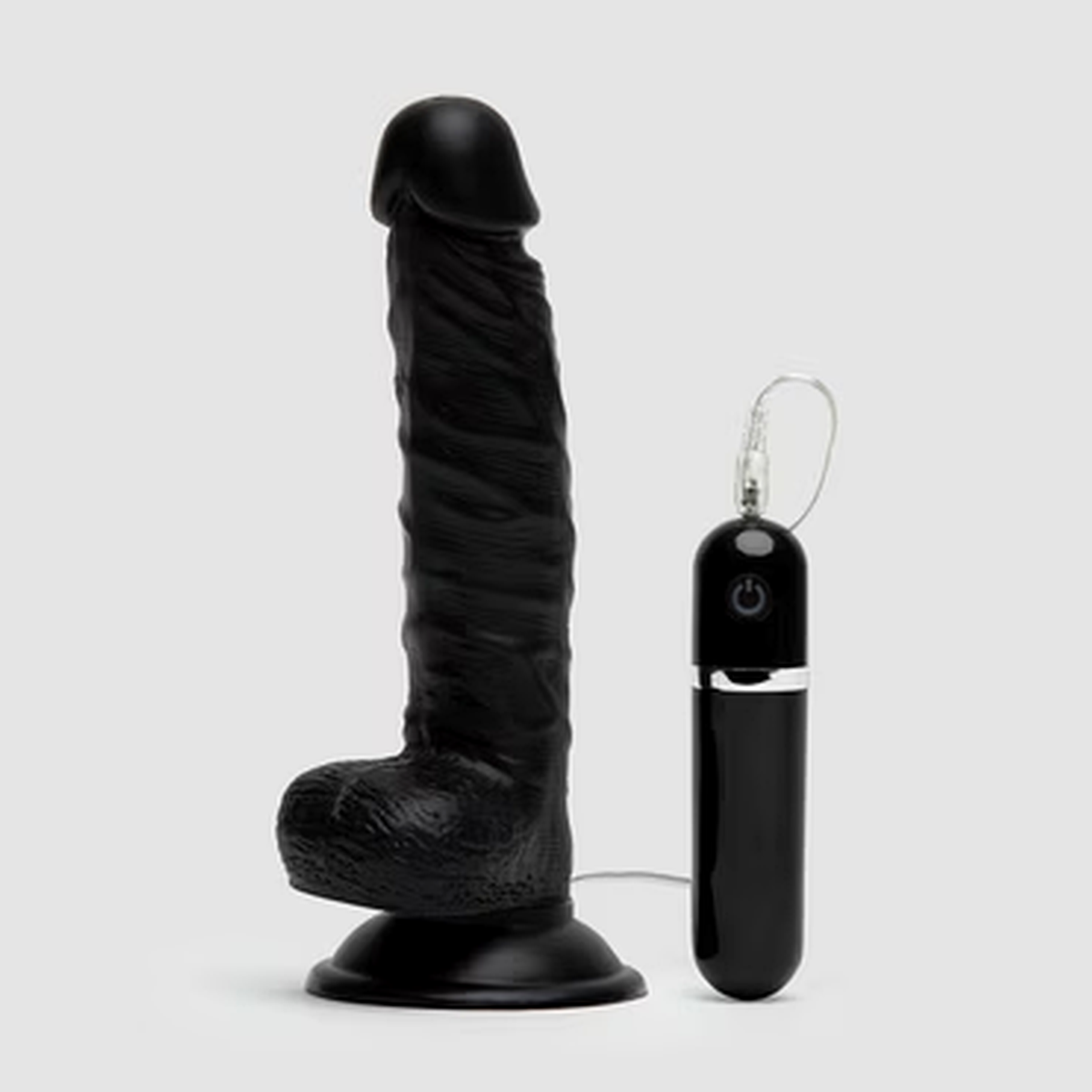WY0541 Terry realistic black dildo vibrator — with suction-cup base and bullet vibrator accessory