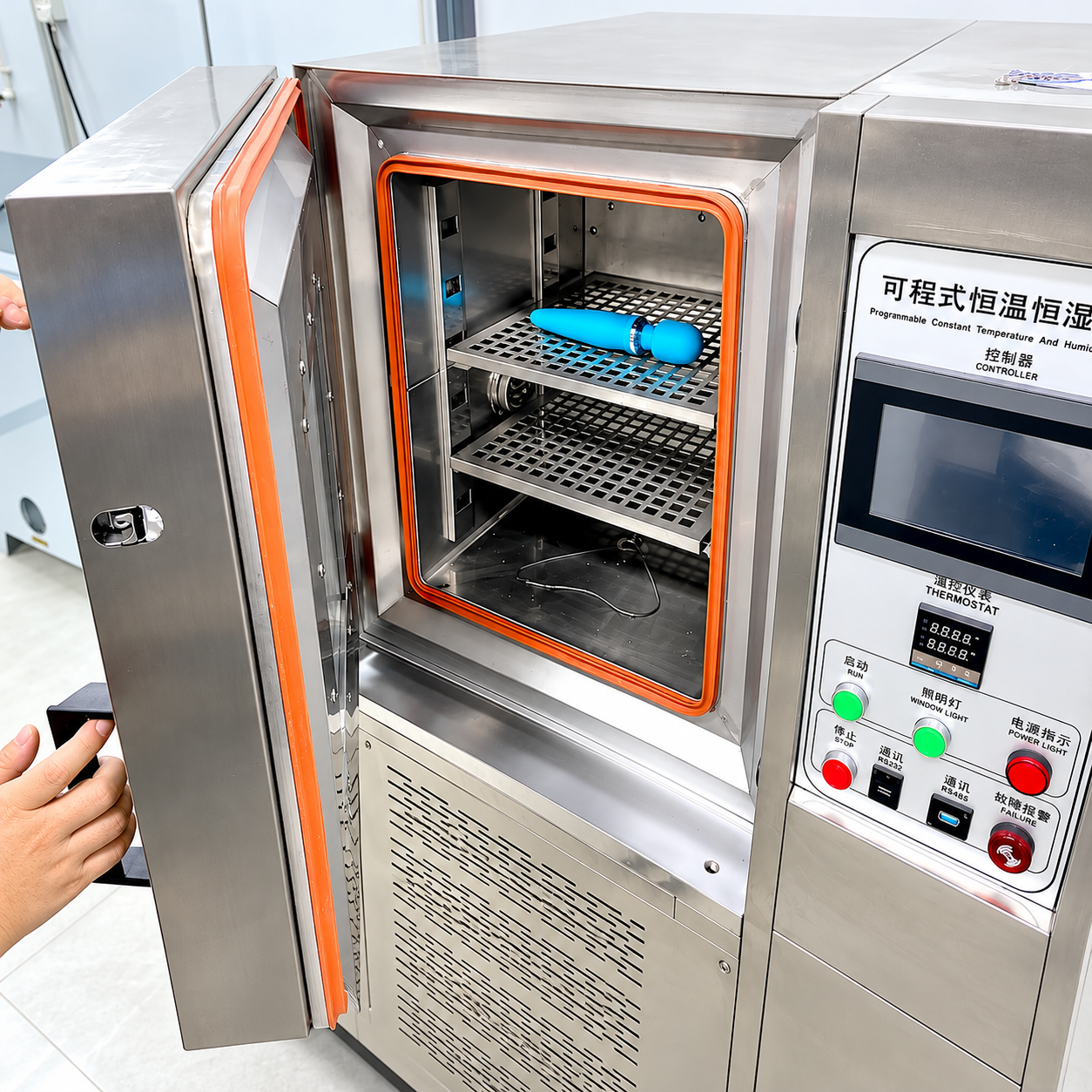 Programmable temperature and humidity test chamber used for adult toy reliability testing