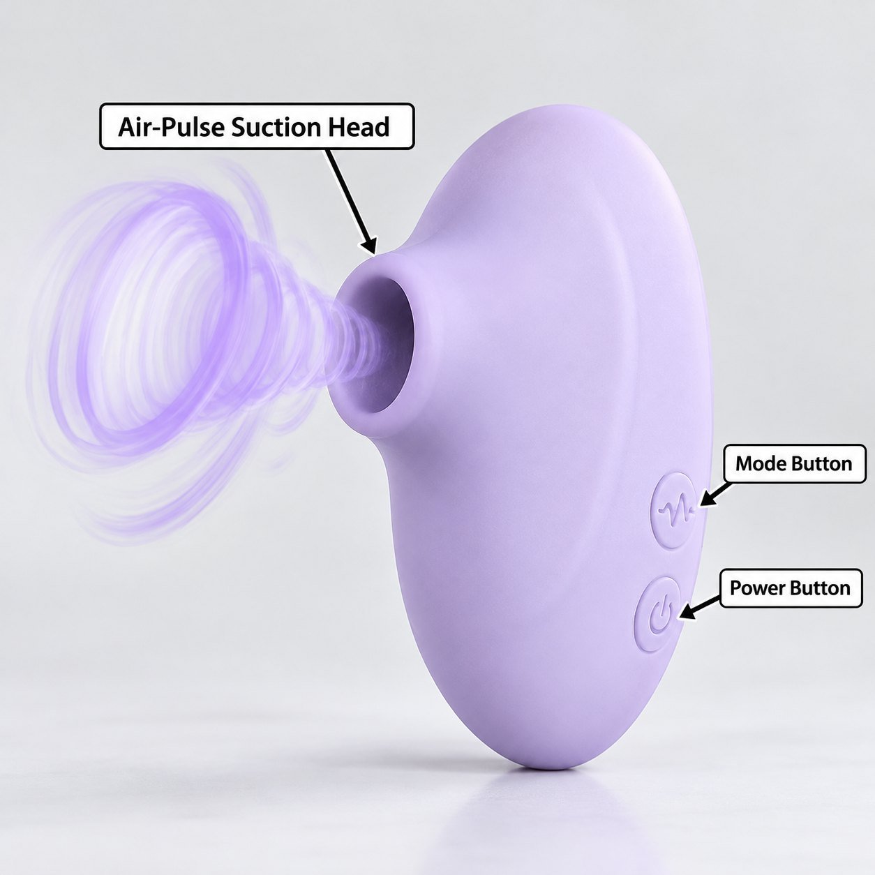 Annotated lavender air-pulse suction vibrator